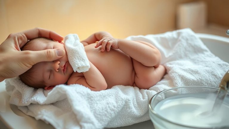 bathing newborn with infection