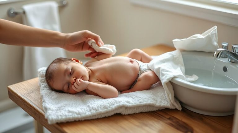 bathing with umbilical clamp
