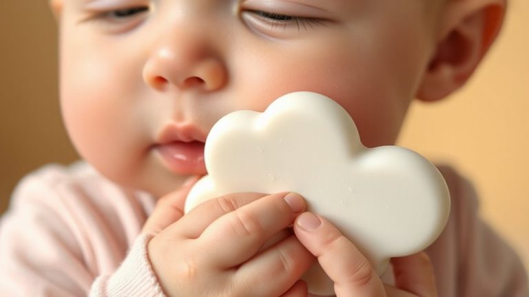 cool silicone teethers on cheeks