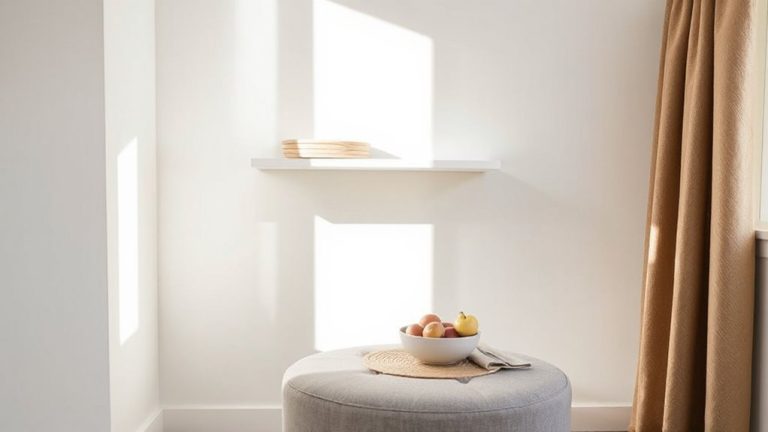 corner shelf and ottoman nook