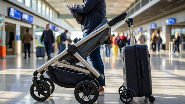 fold stroller one handed crowded airport