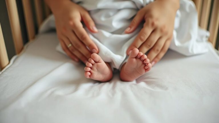 place feet first into crib
