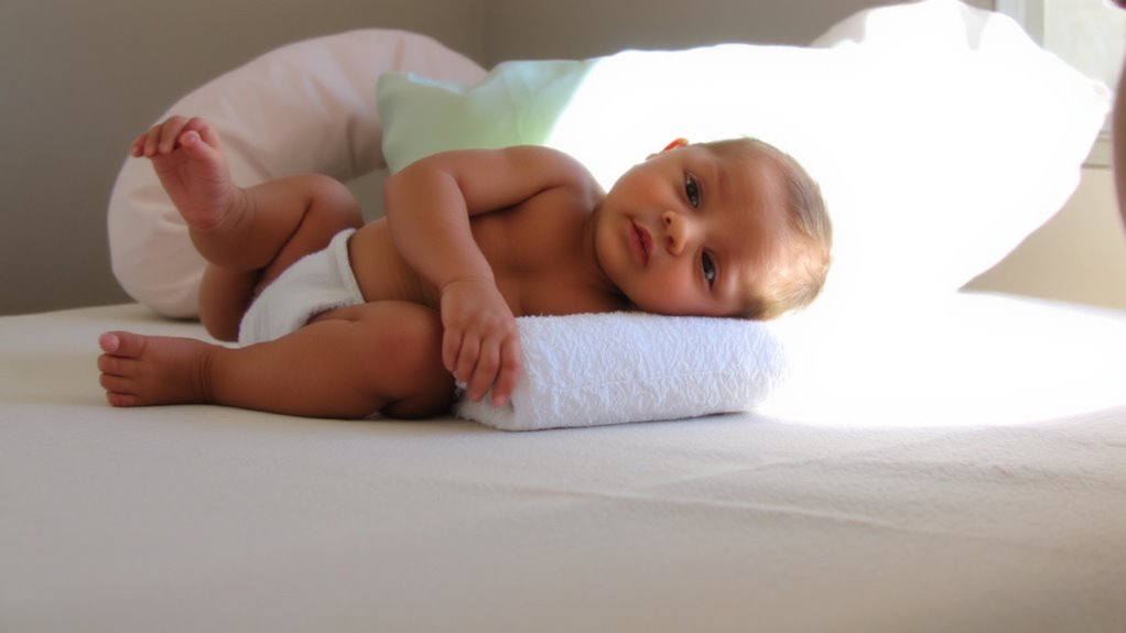 rolled towel belly support