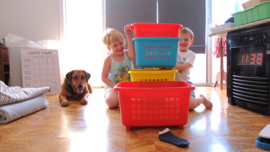 siblings clean with games
