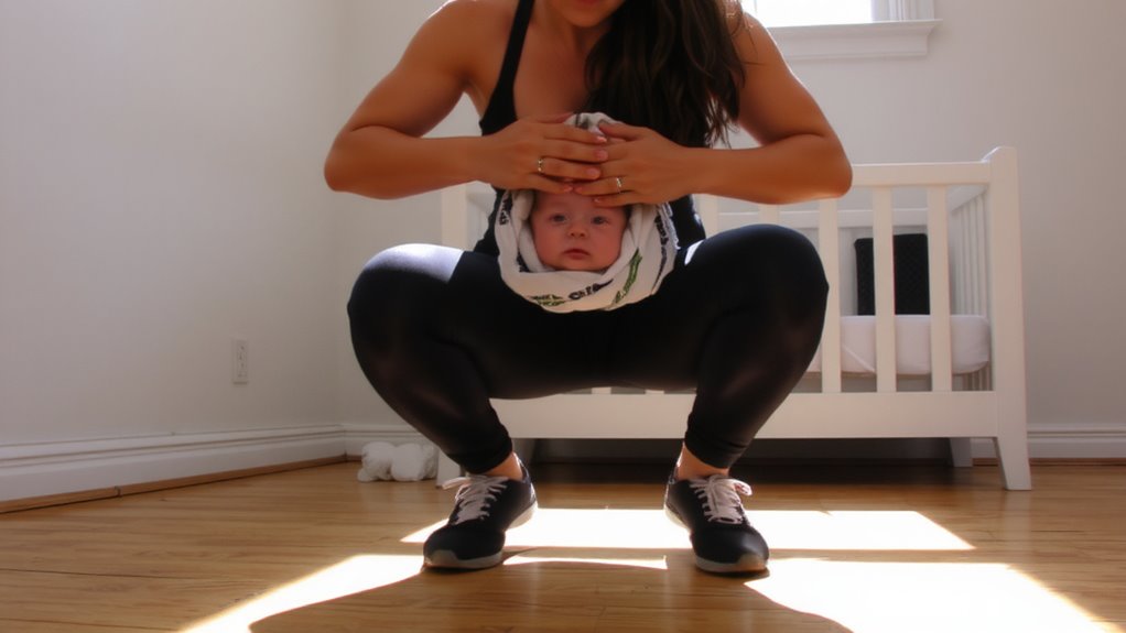 squat safely with baby