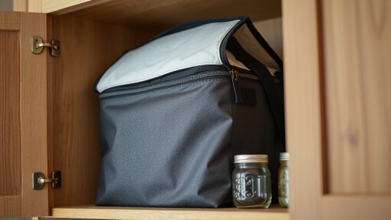 storing cooler bag in cabinet