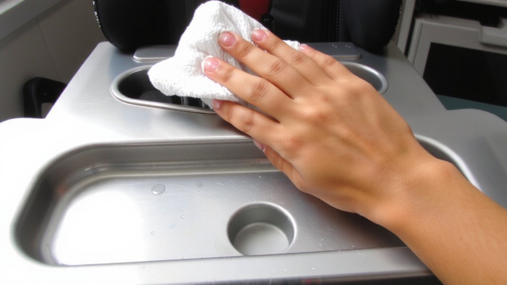 tray hinges crevices harbor germs